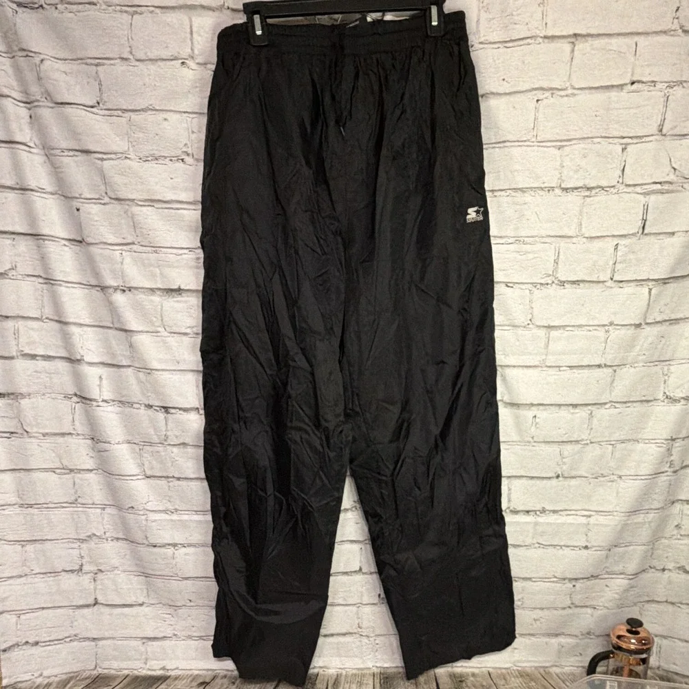 Vintage Starter Nylon Track Pants Windbreaker Mens XL Black 90s Baggy